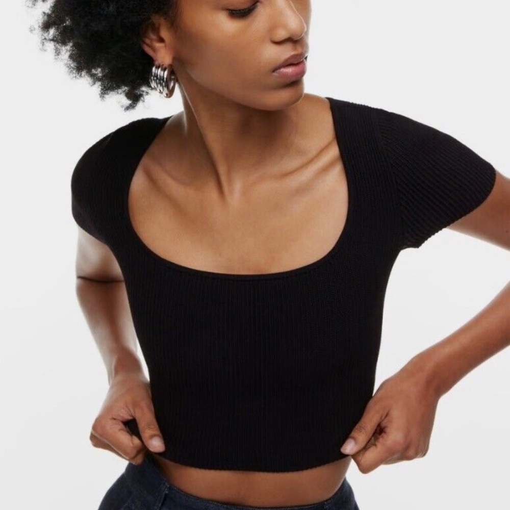 Aritzia Babaton Scupt Knit Crop Scoop Tee